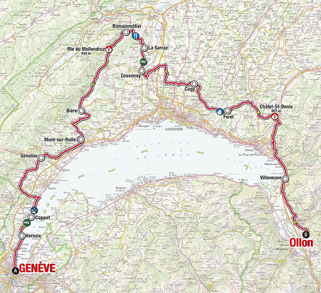 2016 Tour de Romandie stage 5 map
